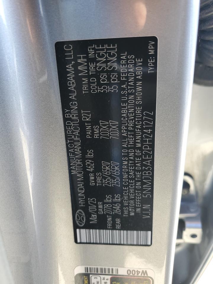 2023 HYUNDAI TUCSON SEL VIN:5NMJB3AE2PH241272