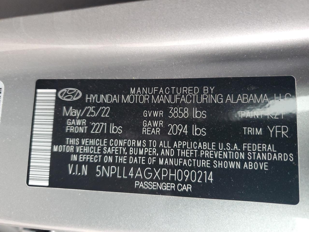 2023 HYUNDAI ELANTRA SE VIN:5NPLL4AGXPH090214