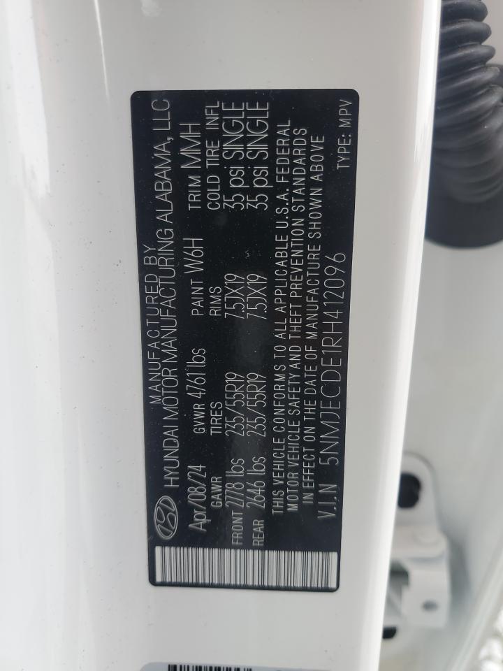 2024 HYUNDAI TUCSON LIMITED VIN:5NMJECDE1RH412096