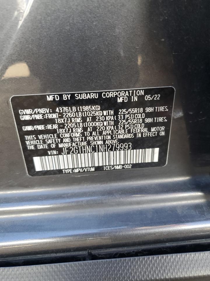 2022 SUBARU CROSSTREK LIMITED VIN:JF2GTHNC1NH279993