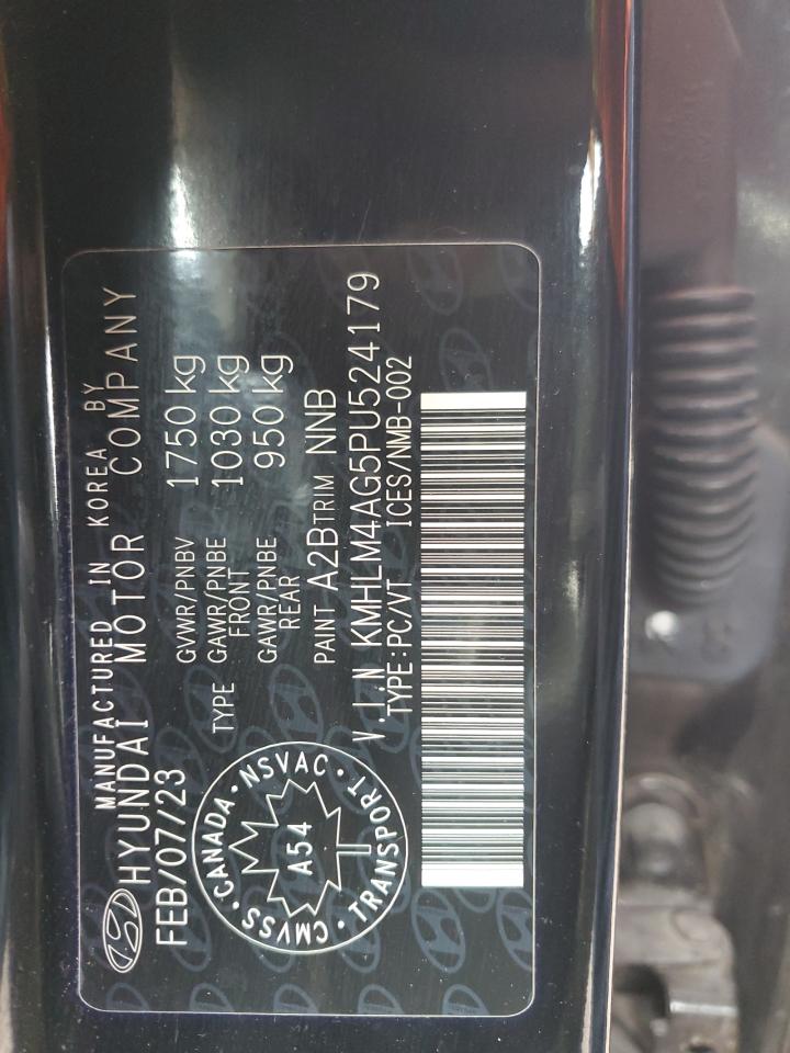 2023 HYUNDAI ELANTRA SEL VIN:KMHLM4AG5PU524179