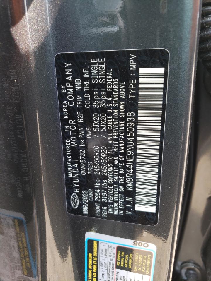2022 HYUNDAI PALISADE SEL VIN:KM8R44HE9NU450938
