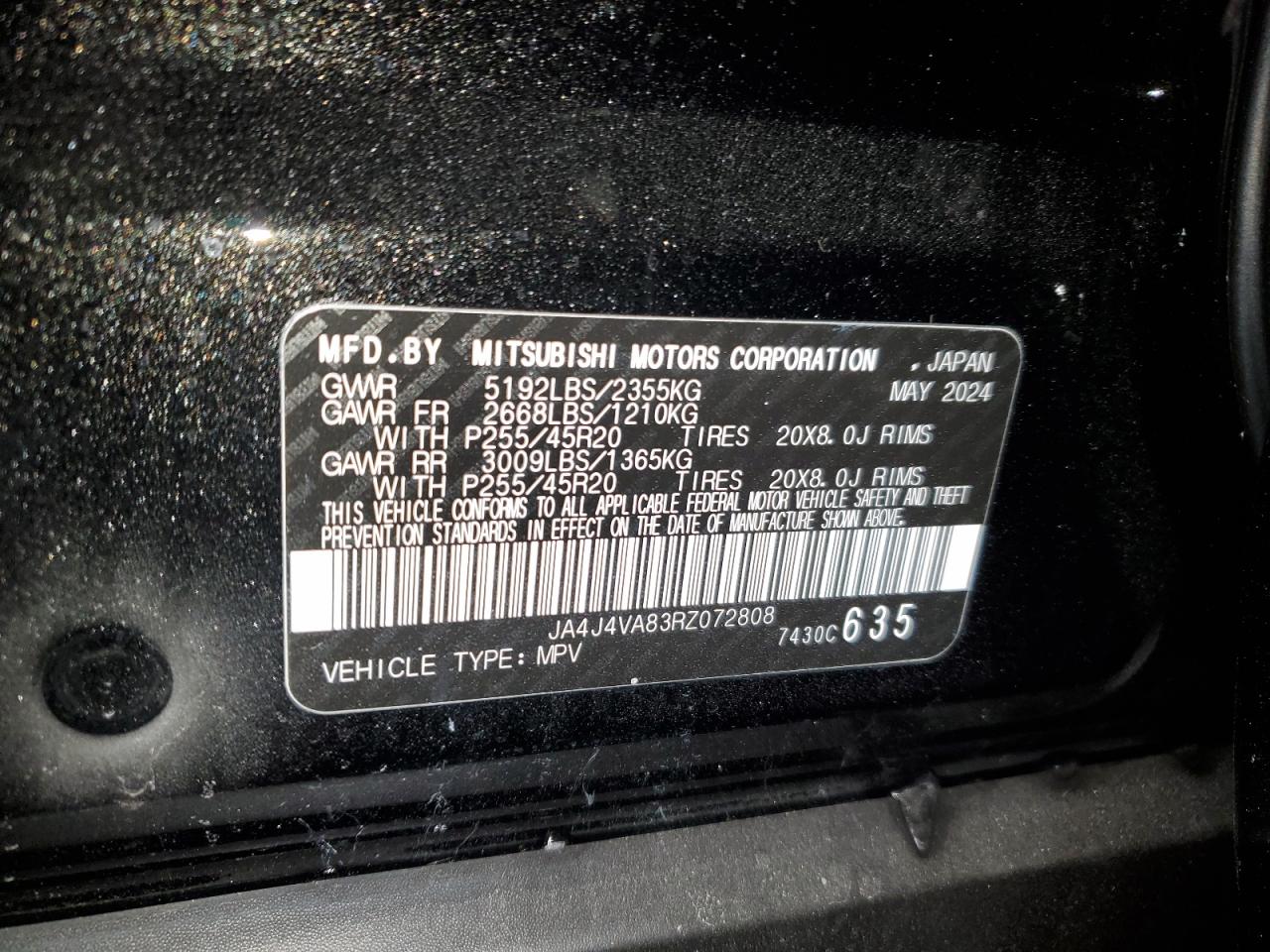 2024 MITSUBISHI OUTLANDER SE VIN:JTDKARFU6G3003594