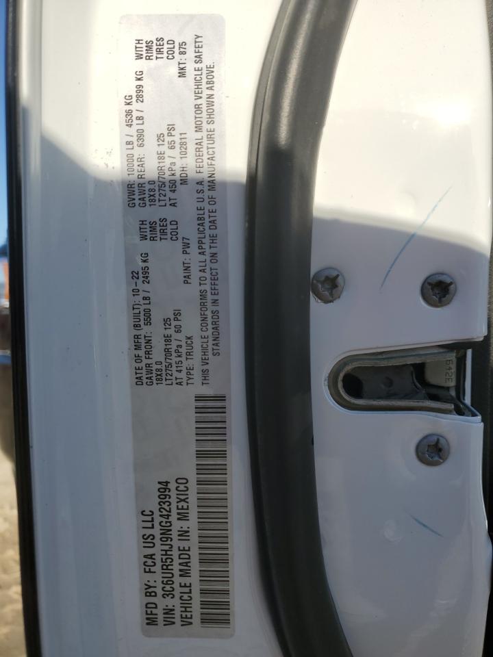 2022 RAM 2500 TRADESMAN VIN:3C6UR5HJ9NG423994