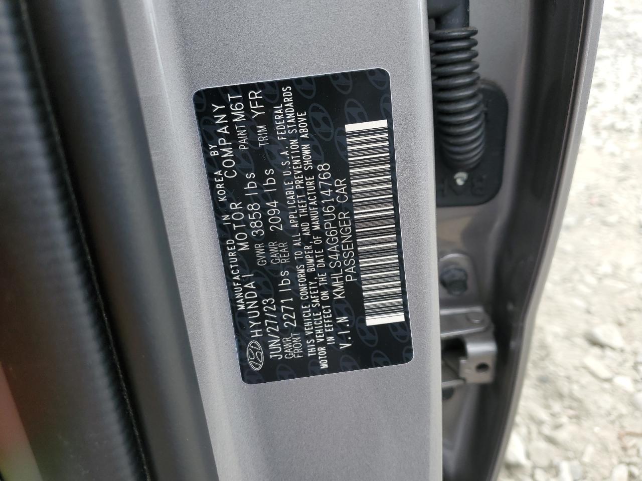 2023 HYUNDAI ELANTRA SEL VIN:KMHLS4AG6PU614768