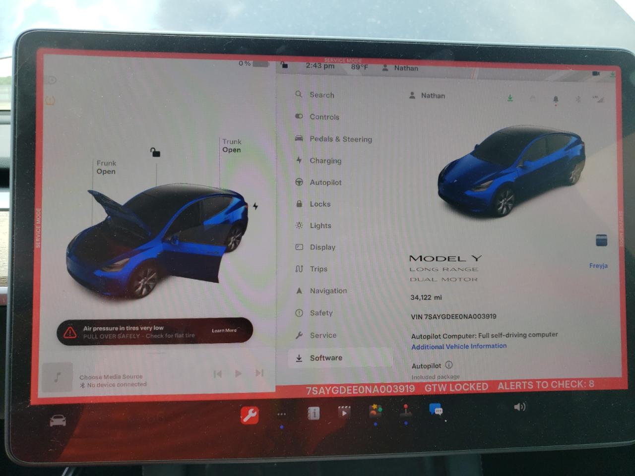 2022 TESLA MODEL Y  VIN:7SAYGDEE0NA003919