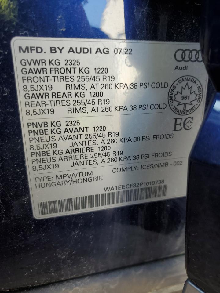 2023 AUDI Q3 PREMIUM PLUS S LINE 45 VIN:WA1EECF32P1019738