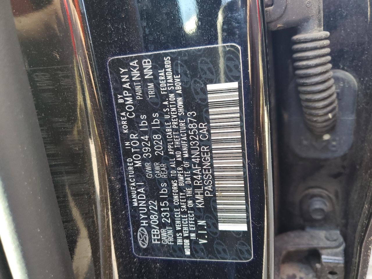 2022 HYUNDAI ELANTRA N LINE VIN:KMHLR4AF4NU325873