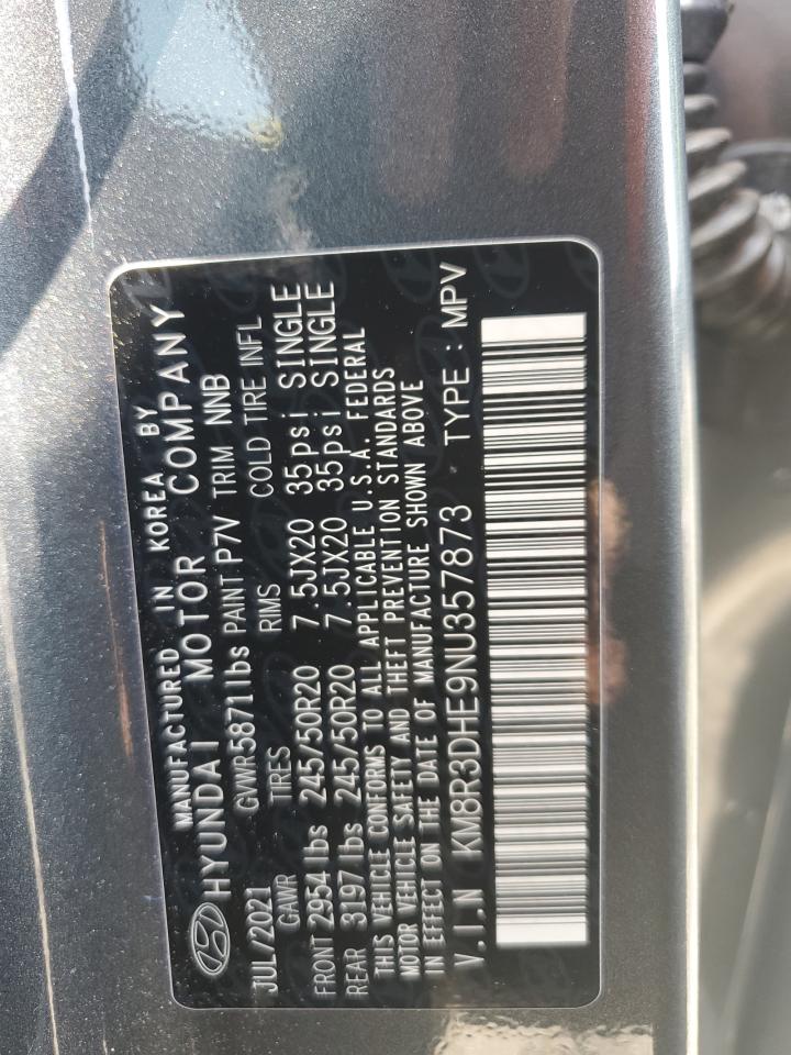 2022 HYUNDAI PALISADE SEL VIN:KM8R3DHE9NU357873