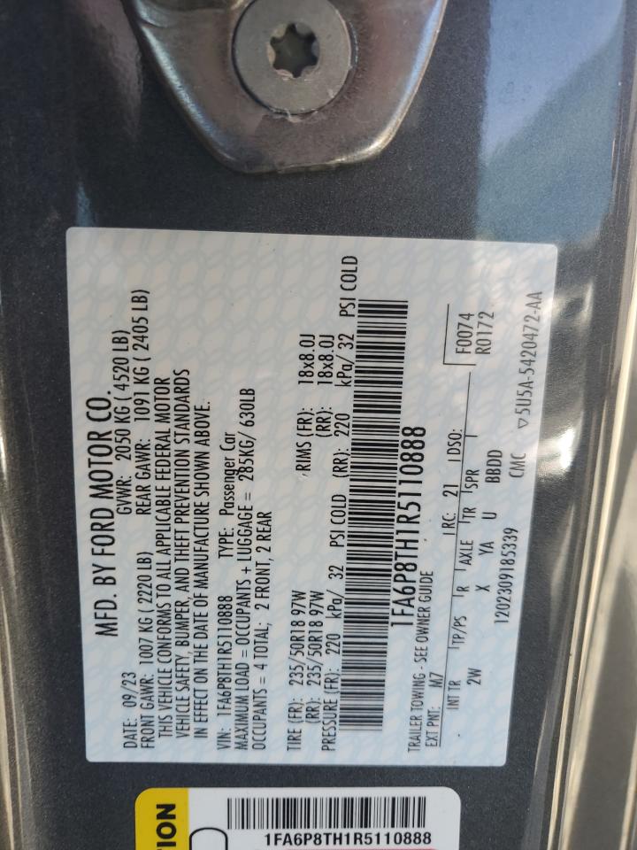 2024 FORD MUSTANG  VIN:1FA6P8TH1R5110888