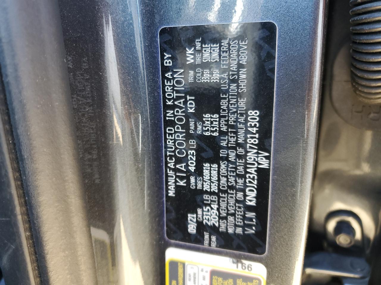 2022 KIA SOUL LX VIN:KNDJ23AU9N7814308