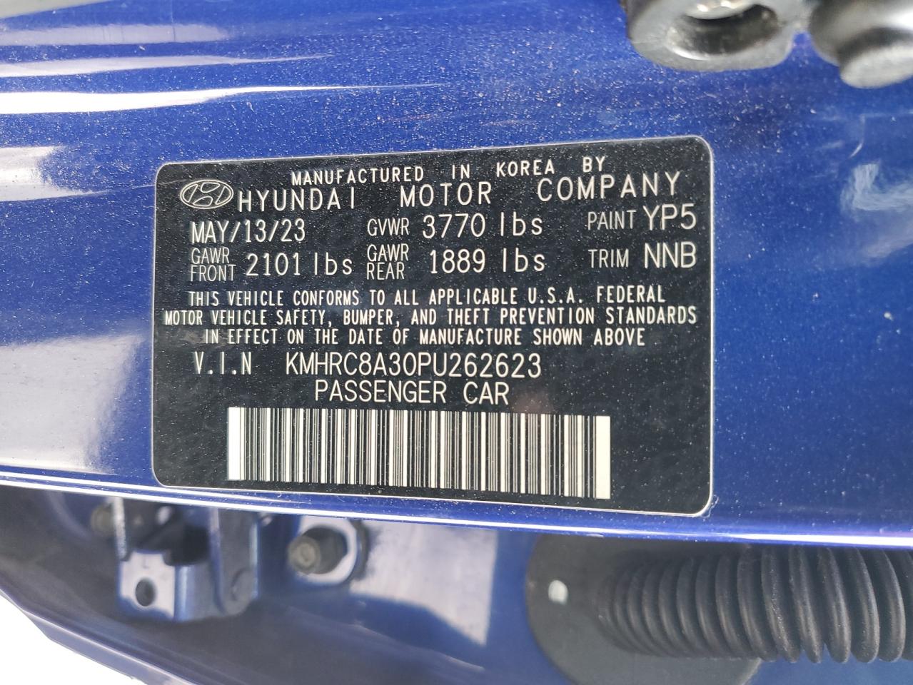 2023 HYUNDAI VENUE SEL VIN:KMHRC8A30PU262623