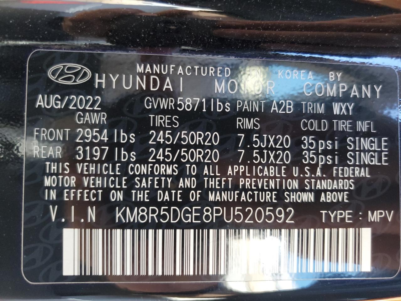 2023 HYUNDAI PALISADE LIMITED VIN:KM8R5DGE8PU520592