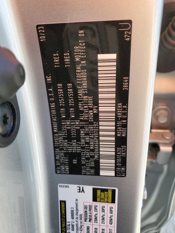 2023 TOYOTA COROLLA CROSS XLE VIN:7MUDAAAG6PV070292