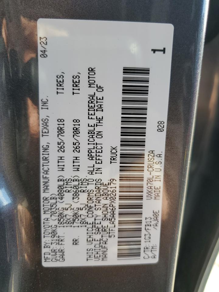 2023 TOYOTA TUNDRA DOUBLE CAB SR VIN:5TFLA5AA6PX026179