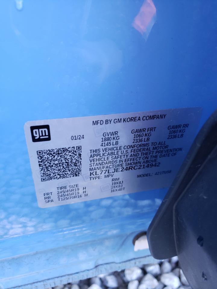 2024 CHEVROLET TRAX 2RS VIN:KL77LJE24RC214942