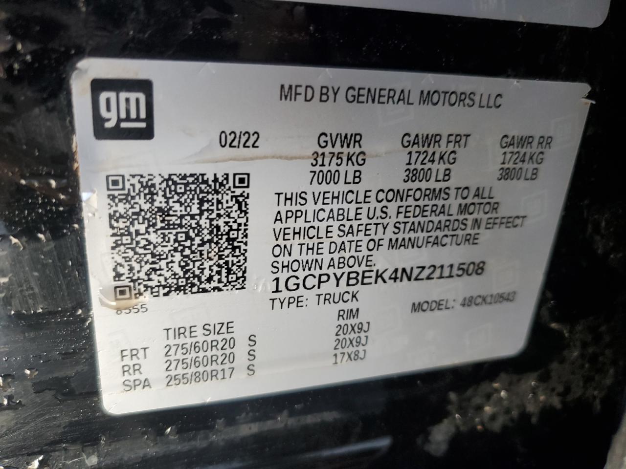 2022 CHEVROLET SILVERADO LTD K1500 CUSTOM VIN:1GCPYBEK4NZ211508