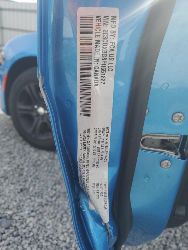 2023 DODGE CHARGER SXT VIN:2C3CDXBG8PH651827