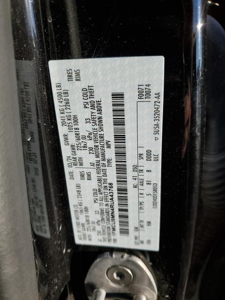 2024 FORD ESCAPE ST LINE VIN:1FMCU9MN4RUA43768