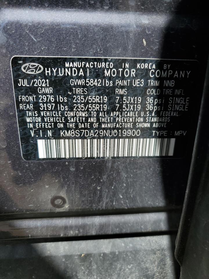 2022 HYUNDAI SANTA FE LIMITED VIN:KM8S7DA29NU019900