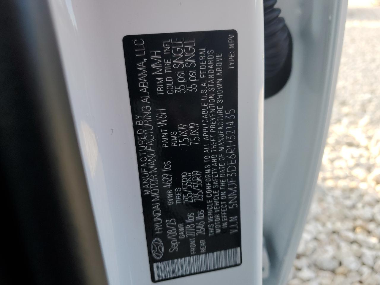 2024 HYUNDAI TUCSON SEL VIN:5NMJF3DE6RH321435