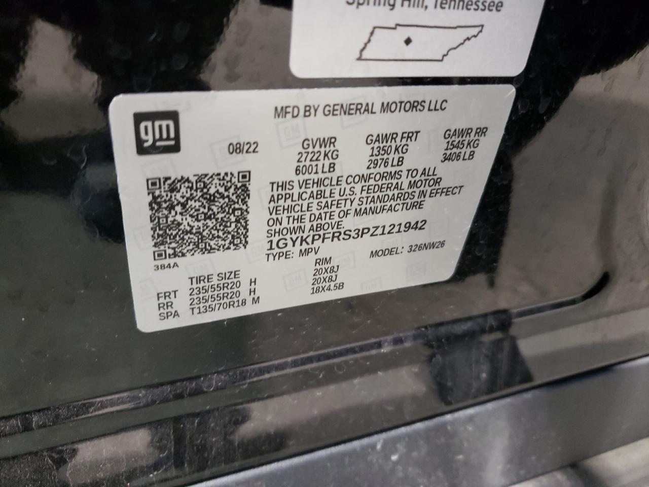 2023 CADILLAC XT6 PLATINUM PREMIUM LUXURY VIN:1GYKPFRS3PZ121942