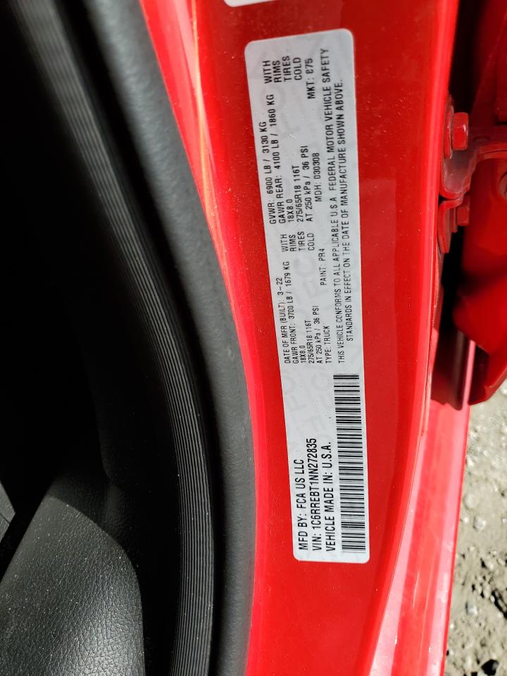 2022 RAM 1500 BIG HORN/LONE STAR VIN:1C6RREBT1NN272835