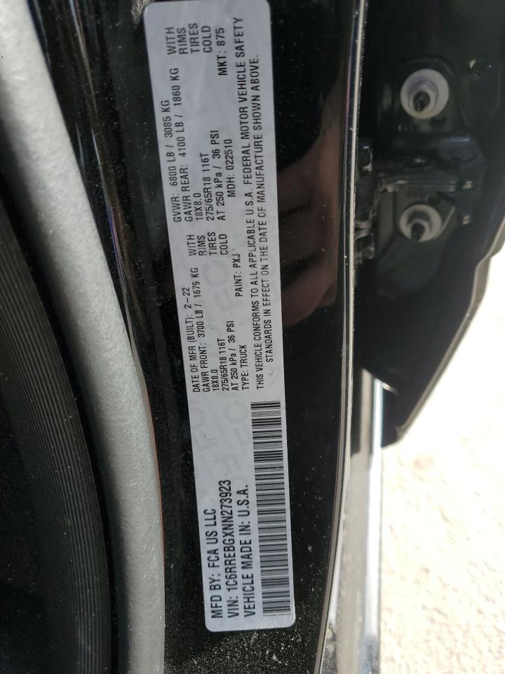 2022 RAM 1500 BIG HORN/LONE STAR VIN:1C6RREBGXNN273923