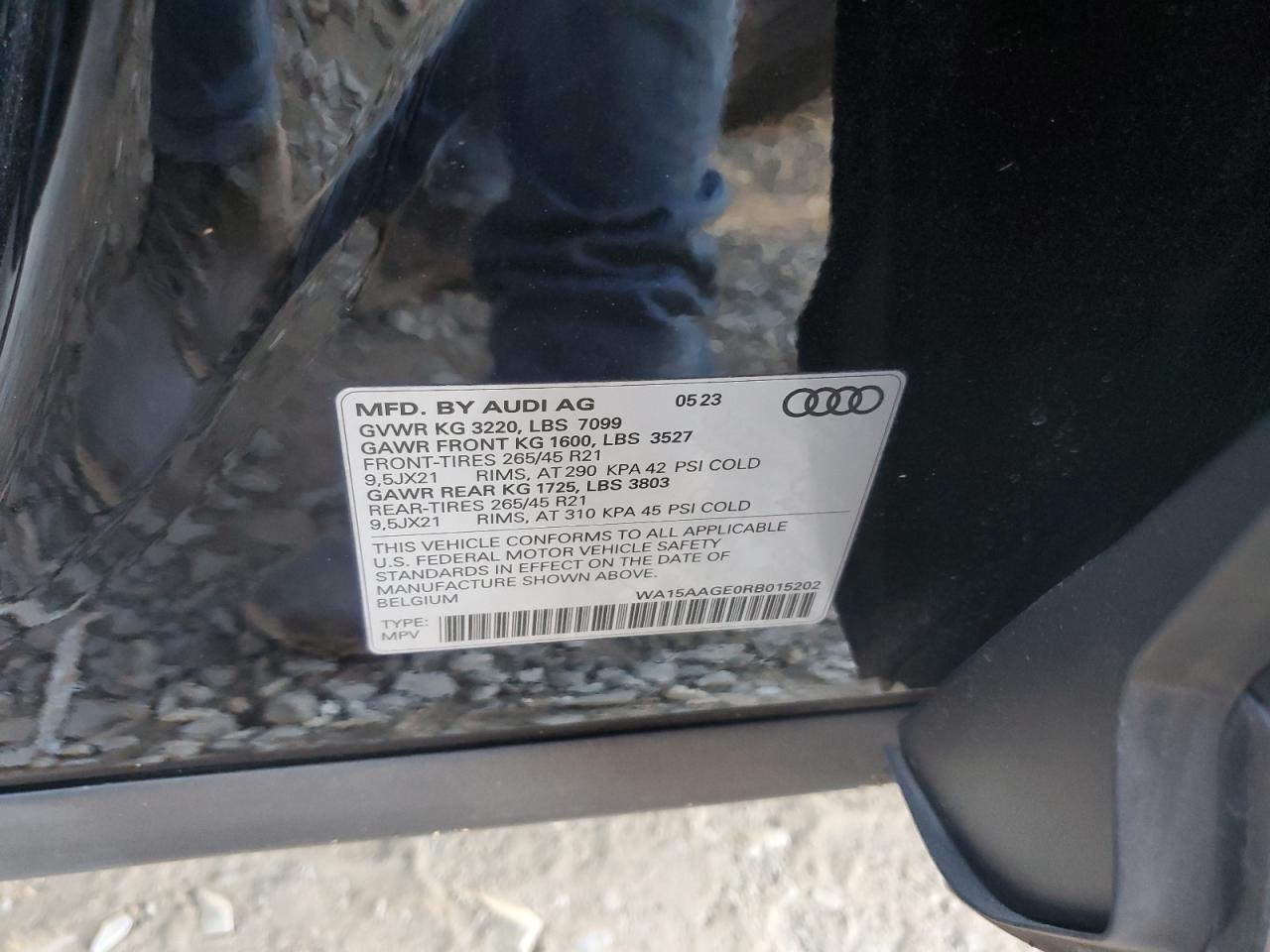 2024 AUDI Q8 E-TRON PREMIUM PLUS VIN:WA15AAGE0RB015202