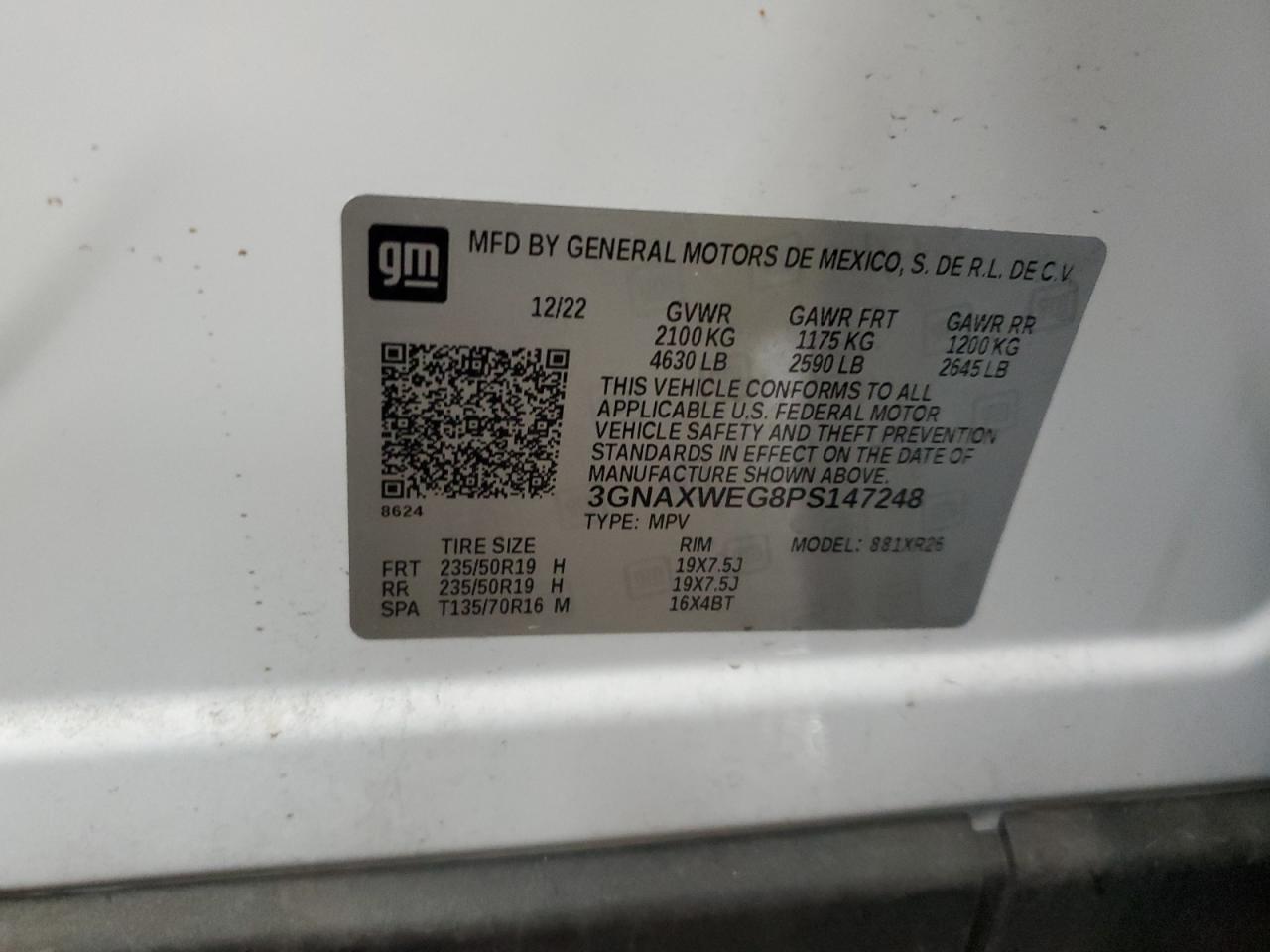 2023 CHEVROLET EQUINOX RS VIN:3GNAXWEG8PS147248