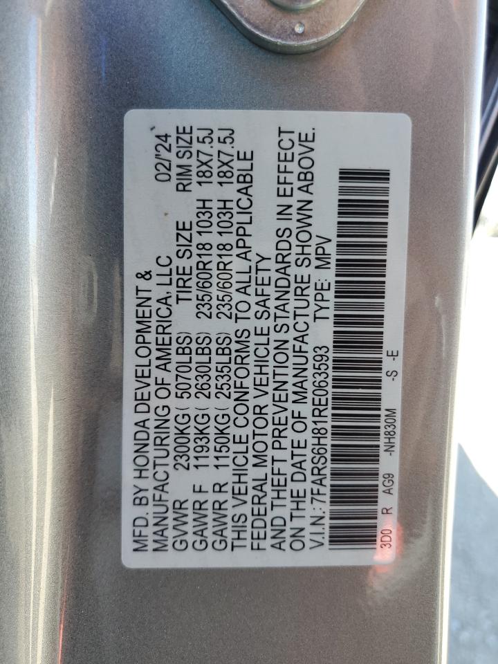 2024 HONDA CR-V SPORT-L VIN:7FARS6H81RE063593