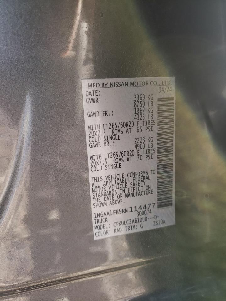 2024 NISSAN TITAN XD SV VIN:1N6AA1FB9RN114477