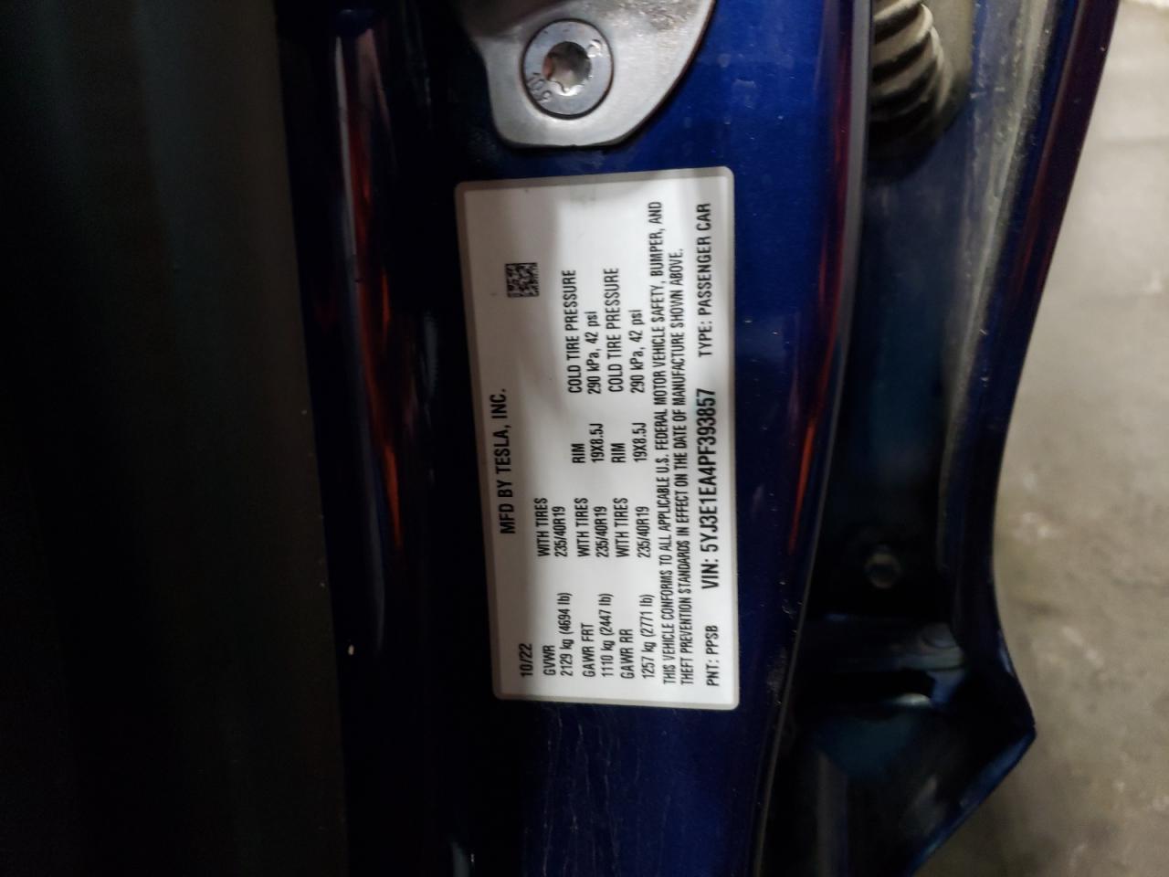 2023 TESLA MODEL 3  VIN:5YJ3E1EA4PF393857