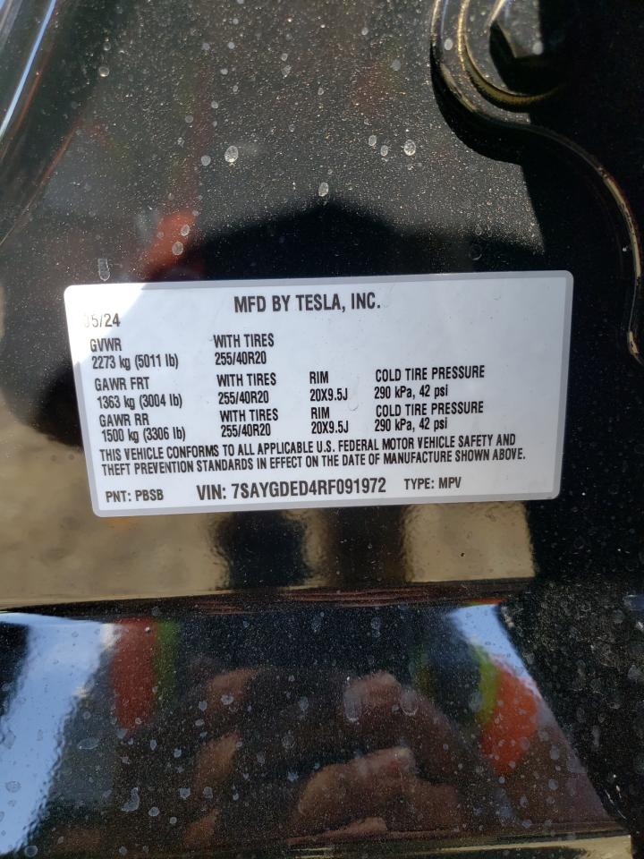 2024 TESLA MODEL Y  VIN:7SAYGDED4RF091972