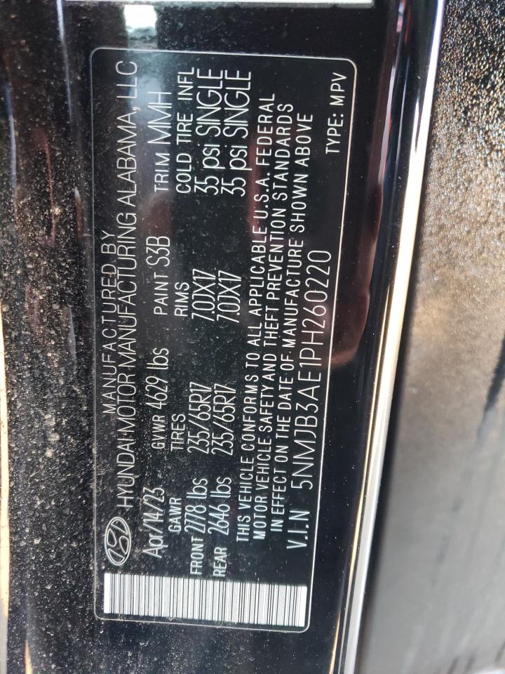 2023 HYUNDAI TUCSON SEL VIN:5NMJB3AE1PH260220