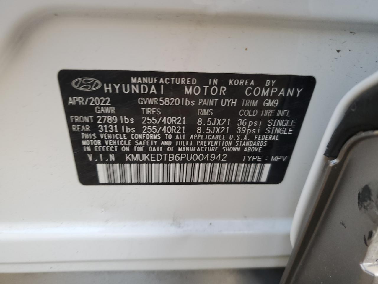 2023 GENESIS GV60 PERFORMANCE VIN:KMUKEDTB6PU004942