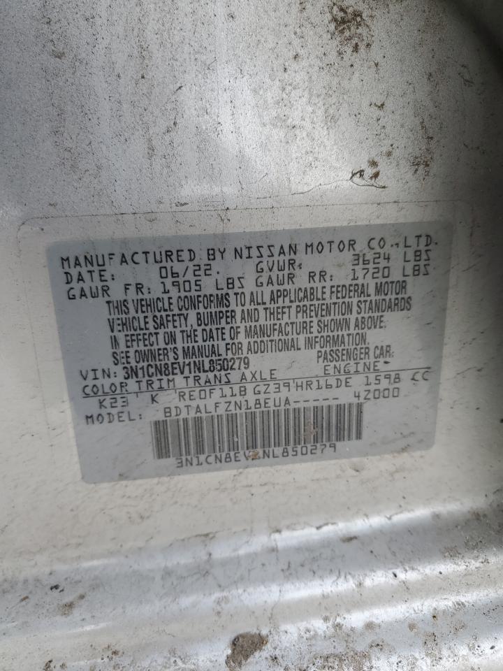 2022 NISSAN VERSA SV VIN:3N1CN8EV1NL850279