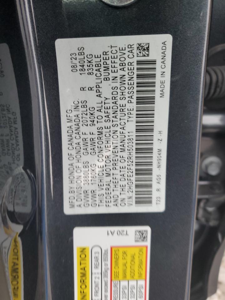 2024 HONDA CIVIC SPORT VIN:2HGFE2F52RH503811