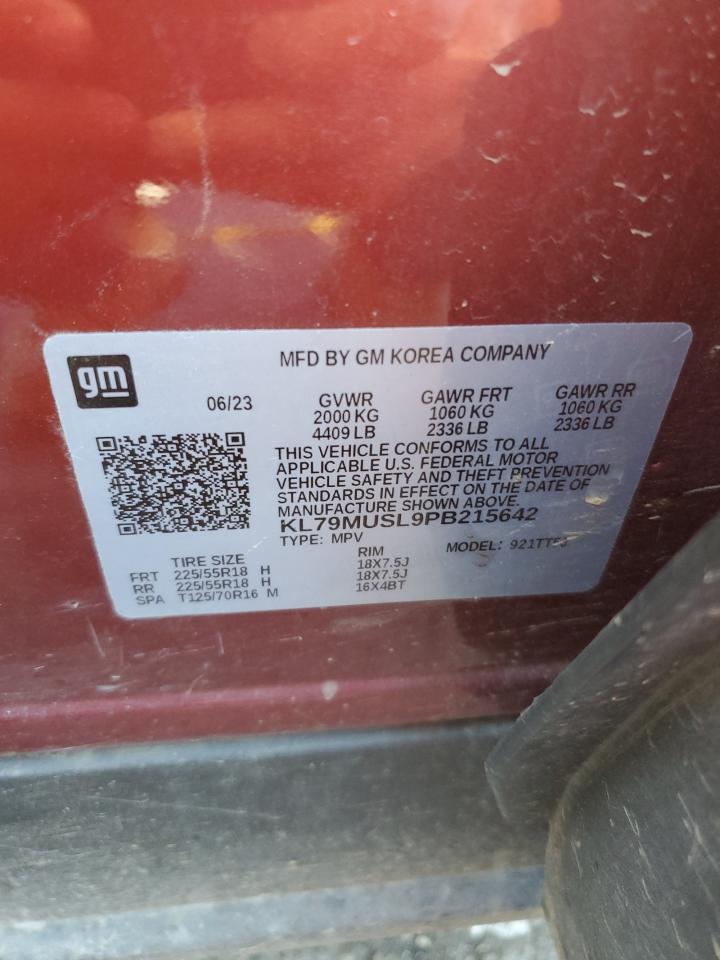 2023 CHEVROLET TRAILBLAZER RS VIN:KL79MUSL9PB215642