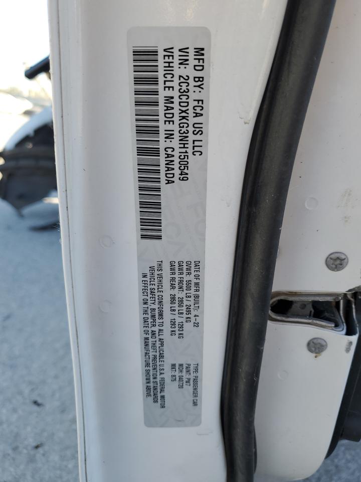 2022 DODGE CHARGER POLICE VIN:2C3CDXKG3NH150549