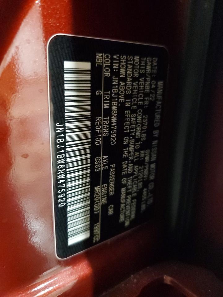 2022 NISSAN ROGUE SPORT SV VIN:JN1BJ1BW8NW475920