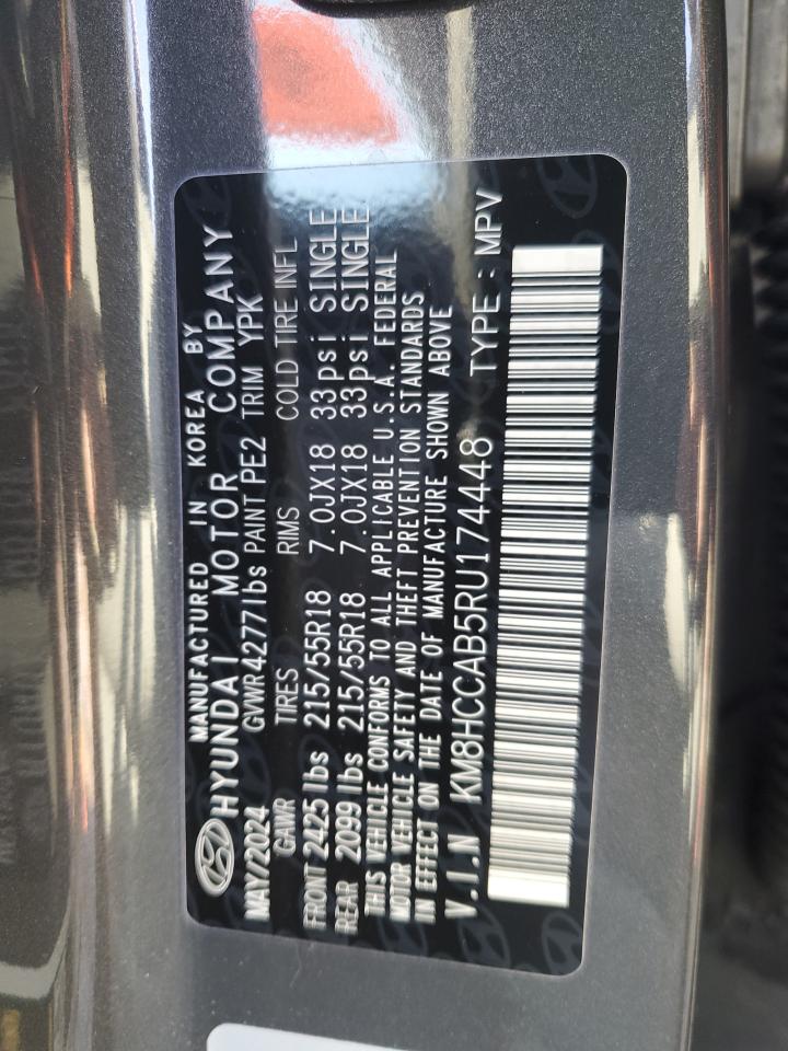 2024 HYUNDAI KONA SEL VIN:KM8HCCAB5RU174448