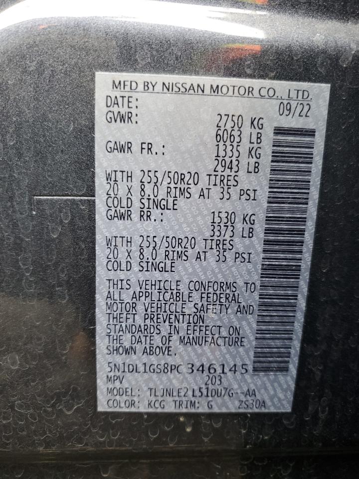 2023 INFINITI QX60 SENSORY VIN:5N1DL1GS8PC346145