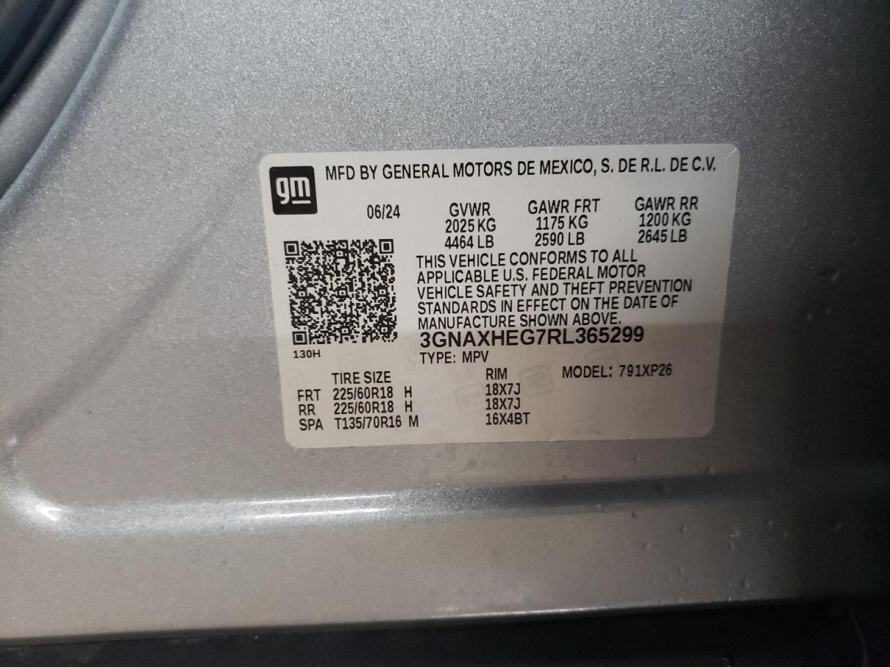 2024 CHEVROLET EQUINOX LS VIN:3GNAXHEG7RL365299