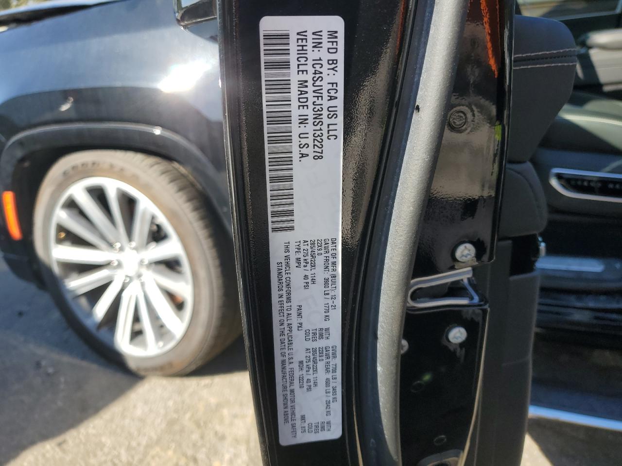 2022 JEEP GRAND WAGONEER SERIES II VIN:1C4SJVFJ3NS132278