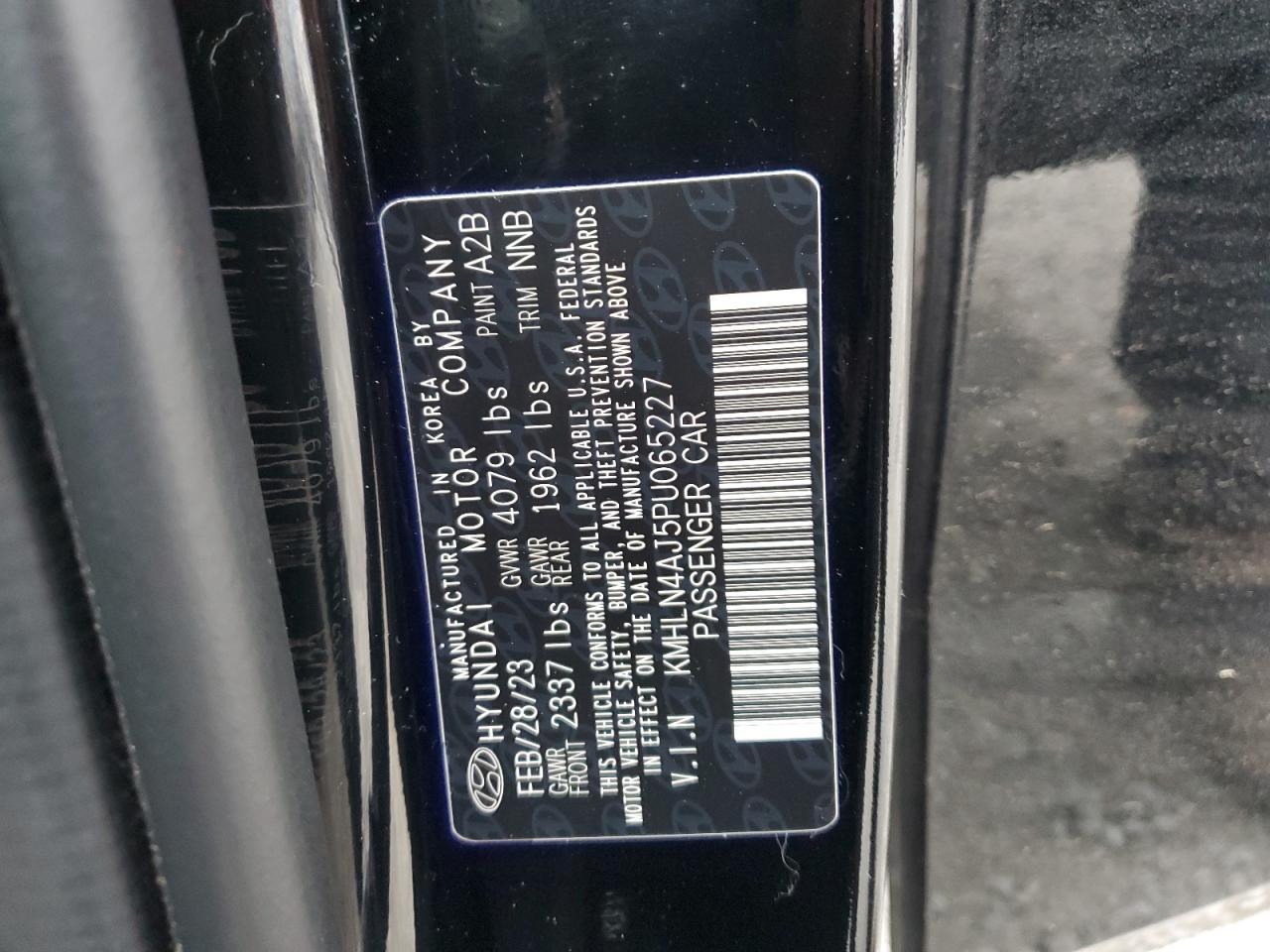 2023 HYUNDAI ELANTRA LIMITED VIN:KMHLN4AJ5PU065227