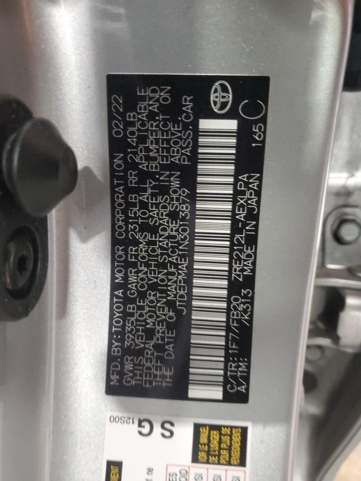 2022 TOYOTA COROLLA LE VIN:JTDEPMAE1N3013879