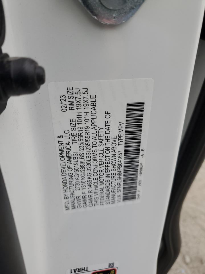 2023 HONDA ODYSSEY TOURING VIN:5FNRL6H84PB041657