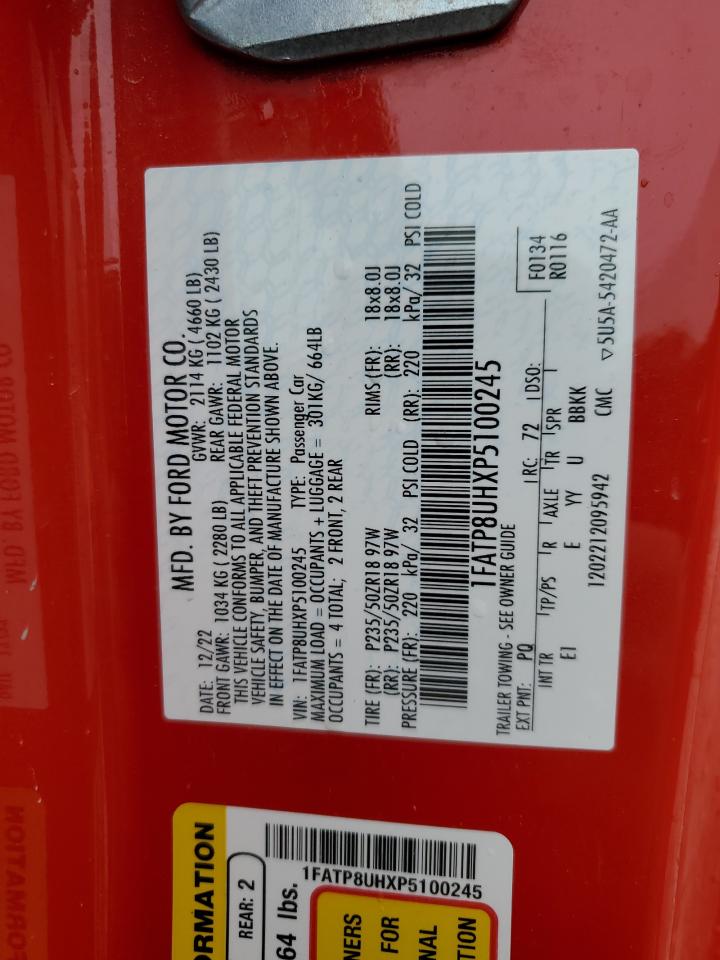 2023 FORD MUSTANG  VIN:1FATP8UHXP5100245