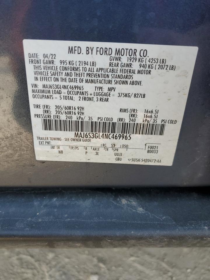 2022 FORD ECOSPORT SE VIN:MAJ6S3GL4NC469965